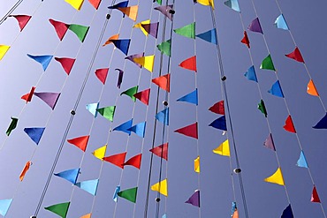 Pennants during festival Bajada de la Rama, Agaete, Gran Canaria, Canaries, Spain