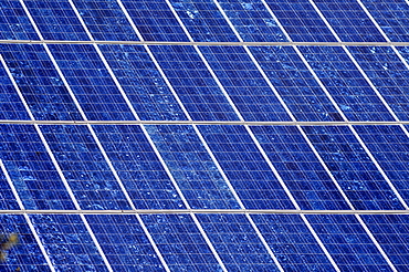 Photovoltaic cells, solar panels installed on a roof, Guenthersbuehl, Middle Franconia, Bavaria, Germany, Europe