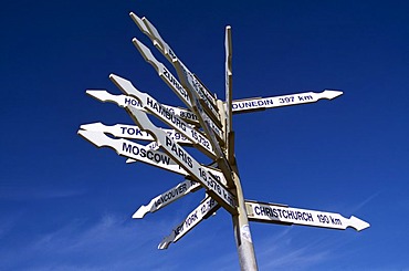 Direction signpost, Punakaiki, South Island, New Zealand