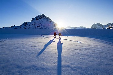 Snowshoe tour, Bielerhoehe, Galtuer, Tyrol, Austria, Europe