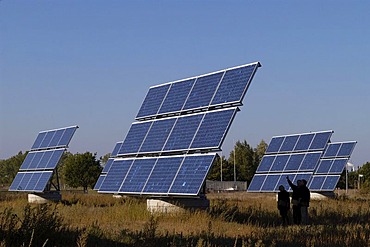 Solar modules in a testing ground