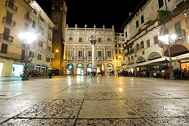 Piazza delle Erbe, historic centre of Verona, Italy, Europe