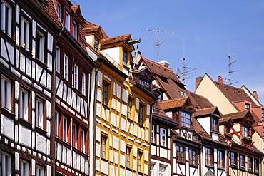 Weissgerbergasse Alley, half-timbered houses, historic city centre, Nuremberg, Middle Franconia, Bavaria, Germany, Europe