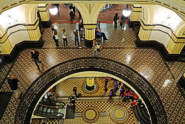 Interior shot of the architecture of the historic Queen Victoria Shopping Mall, Sydney, New South Wales, Australia