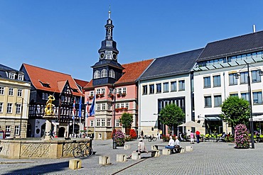 Town Hall behind the Marktplatz Square in Eisenach, Thuringia, Germany, Europe