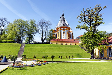 Abbey gardens in the Neuzelle Abbey, Neuzelle, Brandenburg, Germany, Europe