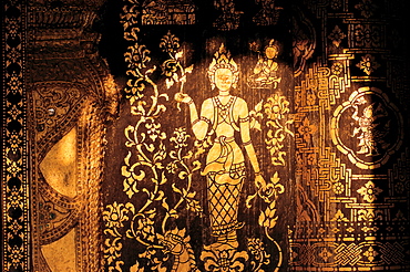 Artful golden ornamentation, Vat Xieng Thong Monastery, Luang Prabang, Laos, Asia