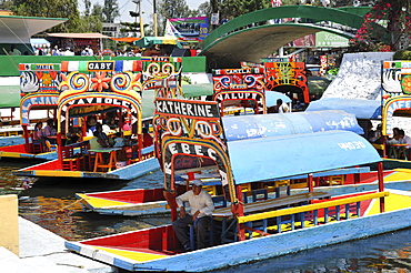 Boats, Trajineras, Xochimilco, Mexico City, Mexico, North America