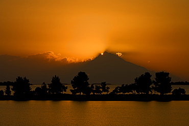 Sunrise behind Mount Athos, Sithonia, Chalkidiki, Greece