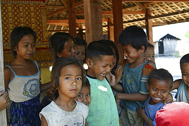 Children on the island of Don Khong, Siphandon. Laos