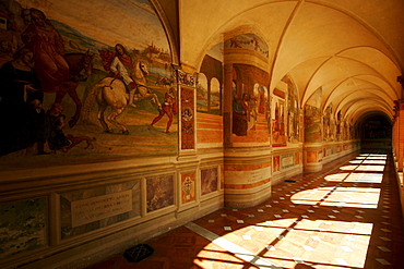 Cross-coat, cloister Abbazia di Monte, Oliveto Maggiore, Buonconvento, Tuscany, Italy