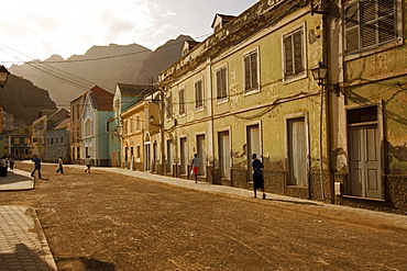 The main street of Ribeira Grande on Santo Antao Island, Cape Verde, Cape Verde Islands, Africa