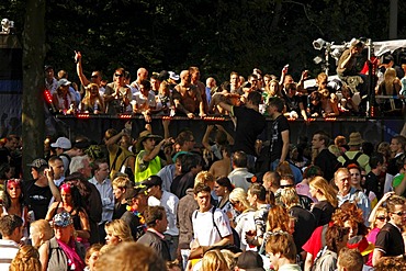 Techno fans during the Highway to Love 2008 Love Parade in Dortmund, North Rhine-Westphalia, Germany, Europe