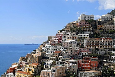 Hill-side town of Positano on Amalfi Coast, Campania, Italy, Europe