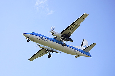 Propeller airplane of KLM landing