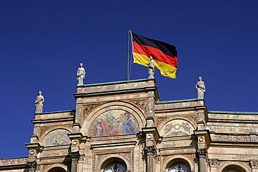 German flag on the Maximilianeum, Munich, Upper Bavaria, Bavaria, Germany