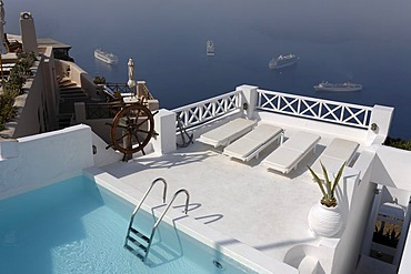 View from hotel, Imerovigli, Santorin, Aegean Sea, Greece, Europe