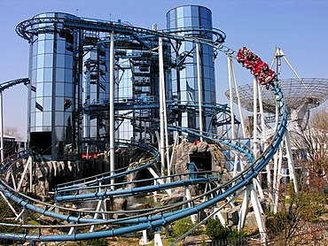 Roller coaster Euromir in the Europapark Rust, Baden-Wuerttemberg, Germany