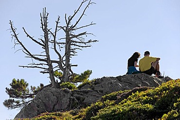 Hikers resting in the mountains