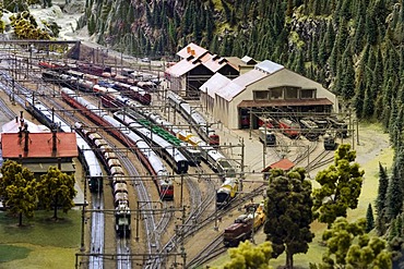 Model of the train station of Erstfeld at the Gotthard railway model, Museum of Transport, Lucerne, Switzerland