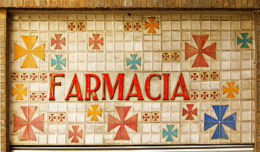 Pharmacy sign, Seville, Andalusia, Spain, Europe