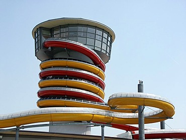 Waterslide towers of the Spa in Lutzmannsburg, Burgenland, Austria