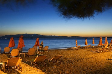 Beach in the evening, view to Paros, Naxos, Greece.