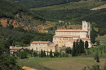 Church and monastery of Sant' Antimo, Tuscany, Italy