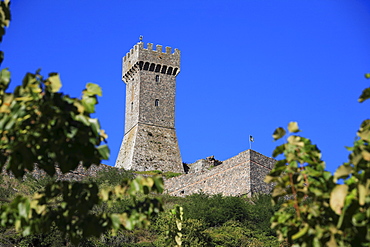 Tower of the castle Rocca Forte at Radicofani, Tuscany, Italy