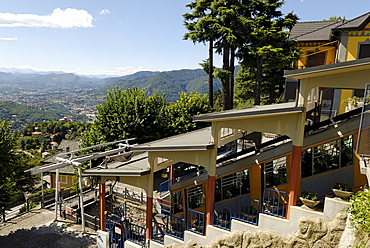 Panoramic view from the peak station of the rack-and-pinion railway in Brunate, Lago di Como (Lake Como), Italy, Europe