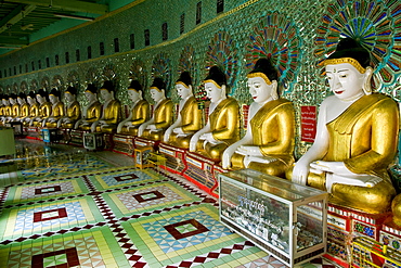 Seated Buddha statues, Sagaing Hill, Mandalay, Myanmar (Burma), Southeast Asia