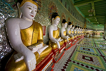 Seated Buddha statues, Sagaing Hill, Mandalay, Myanmar (Burma), Southeast Asia