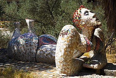 Sculpture of a lying woman, art in Calabria, Southern Italy, Italy