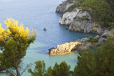 Coastal cliffs at the very tip of the heel of the Italian "boot, " Vieste, Apulia, Southern Italy