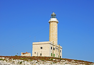 Lighthouse at the very tip of the heel of the Italian "boot, " Vieste, Apulia, Southern Italy