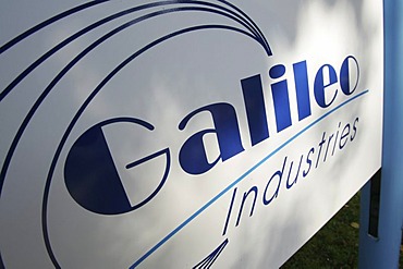 The Galileo Industries GmbH Logo is to be seen on a sign which stands before the company head office in Ottobrunn Bavaria Germany