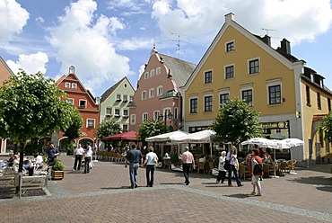 Erding, DEU, 09. Juliy 2005 - Pedestrian precinct at Kleiner Platz in the Erding city centre