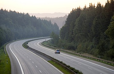 Car on the motorway 3 in south direction near Regensburg, Bavaria, Germany