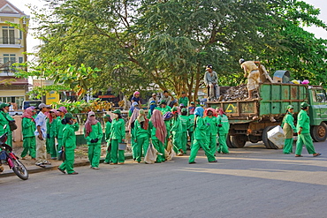 Street cleaning crew from Siem Reap, Cambodia, Asia