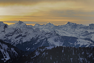 Sunrise on Mt. Rigi, view of the Central Swiss Alps, Schwyz, Switzerland, Europe