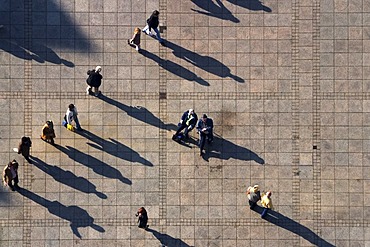 People and shadows, Muensterplatz, Ulm, Baden-Wuettemberg, Germany