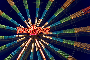 Ferris wheel Moulin Rouge, long exposure, Schuetzenfest festival in Biberach a.d. Riss, Upper Swabia, Baden-Wuerttemberg, Germany, Europe