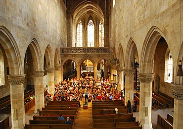 Concert rehearsal in the town church Saint Dionys Esslingen at the Neckar Baden Wuerttemberg Germany