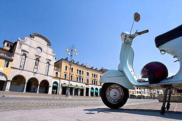 Vespa on the Piazza dei Martiri Square, Belluno, Veneto, Italy, Europe