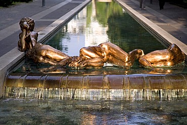 Sculptures on a fountain, Abano Terme, Euganean Hills, Veneto, Italy, Europe