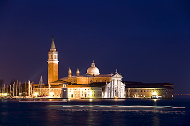 San Giorgio Maggiore, island, at night, Venice, Veneto, Italy, Europe