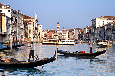 Gondolas on Canal Grande, Grand Canal, Venezia, Venice, Italy, Europe