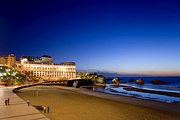 Bellevue Hotel on the Grande Plage Beach, Biarritz, Basque country, Southern France, France, Europe