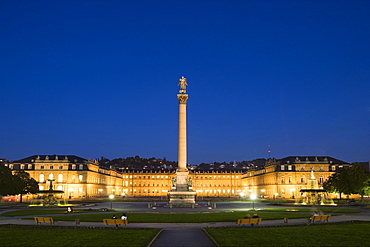 Jubilaeumssaeule, Jubiliee Column, Schlossplatz Square and New Castle, Stuttgart, Baden-Wuerttemberg, Germany, Europe