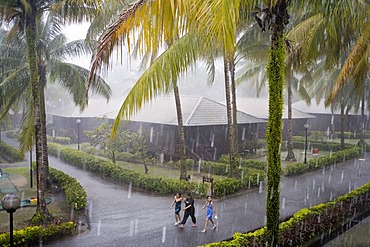 Holiday Inn Hotel during monsoon rains, Damai Beach, Sarawak, Borneo, Malaysia, Southeast Asia